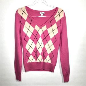 Lilly Pulitzer Pink Argyle Cashmere Sweater 🧶
